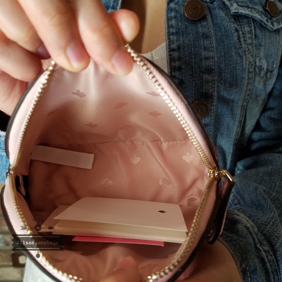 Kate Spade LOLA glitter small dome cosmetic PINK - Picture 6 of 7